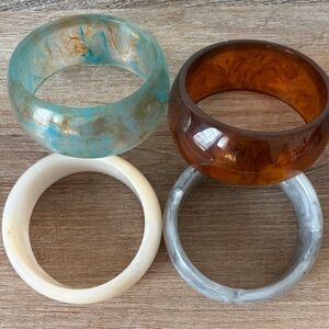 Set of Four Multicolor Resin Bangles
